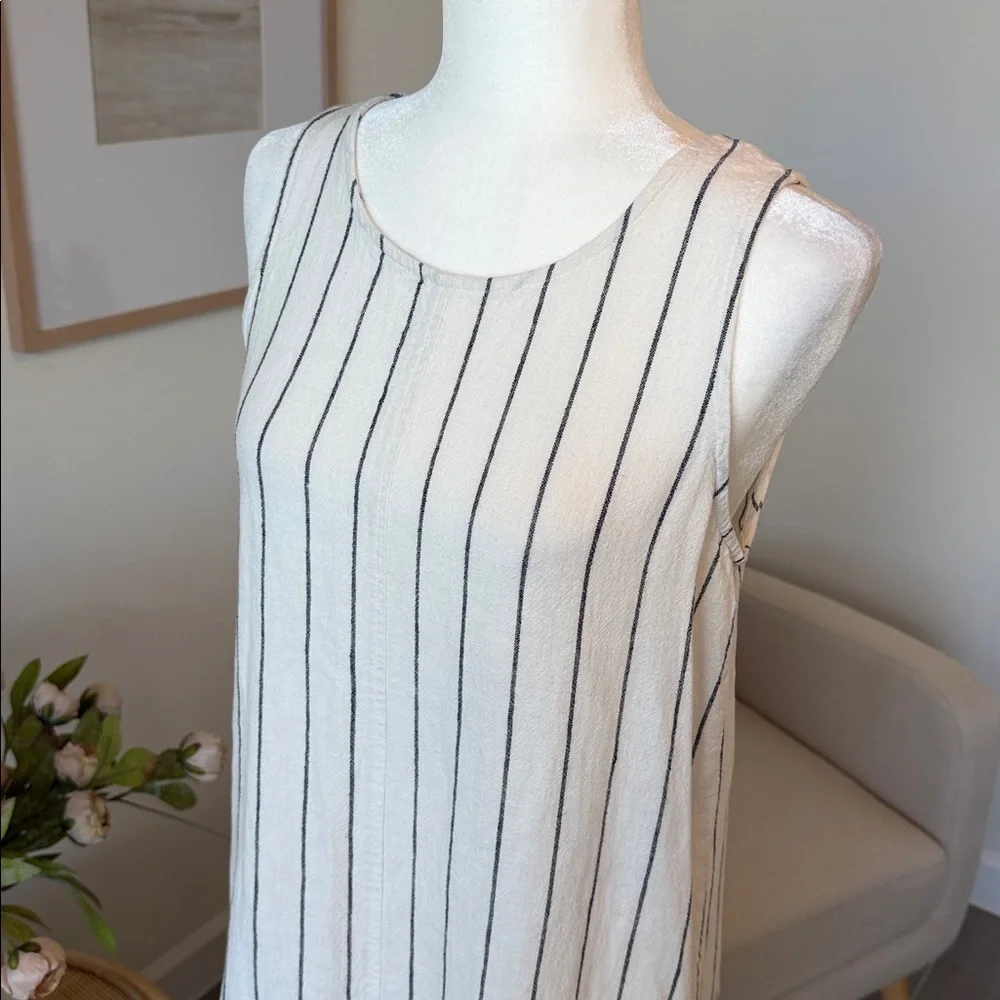 Philosophy Linen Stripe Shift Dress White Black Coastal Euro Summer Minimalist - Picture 7 of 15